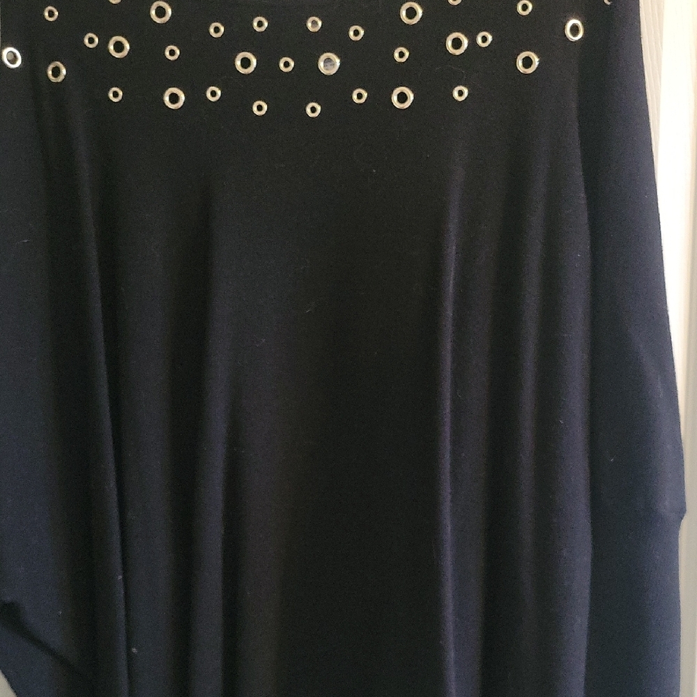 Chico's Black Top with Gold Grommet Accents